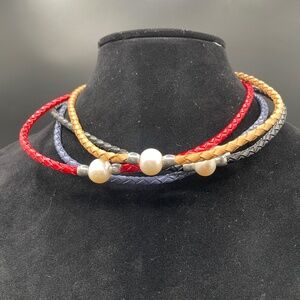 Imitation leather necklaces-set of 4